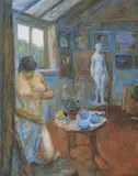 Søren Onsager, Atelierinteriør, 1914, Olje på lerret
