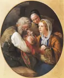 Johanne Mathilde Dietrichson, Ung mors første besøk hos foreldrene, 1869, Olje på lerret