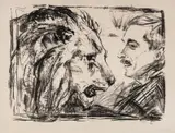 Edvard Munch, Løvetemmeren, Litografi trykket i svart på middels tynt japanpapir