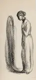 Edvard Munch, Den sinnsyke, Litografi trykket i svart på middels tykt gulhvitt papir