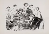 Edvard Munch, Kvinner på hospitalet, 1896, Litografi trykket i svart på gråhvitt japanpapir, doublert
