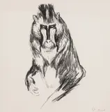 Edvard Munch, Gorilla, Litografi trykket i svart på tykt hvitt papir