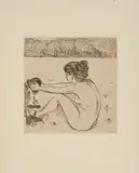 Edvard Munch, Kvinnen og hjertet, Radering trykket i svart på tykt gulhvitt papir