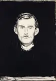 Edvard Munch, Selvportrett, Litografi trykket i svart på tynt kinapapir