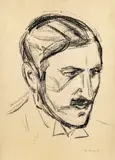 Edvard Munch, Arnstein Arneberg, Litografi trykket i svart på tynt gulhvitt papir, doublert