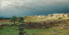 Gerhard Munthe, Potetopptaking ved Mjøsa, 1877, Olje på lerret