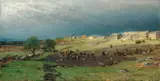 Gerhard Munthe, Potetopptaking ved Mjøsa, 1877, Olje på lerret