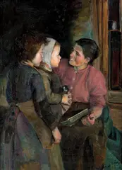 Halfdan Strøm, Hos mor, 1889, Olje på lerret