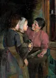 Halfdan Strøm, Hos mor, 1889, Olje på lerret