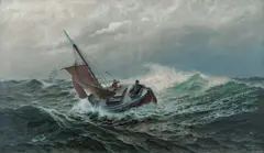 Carl Wilhelm Barth, En losskøyte går ut, 1887, Olje på lerret