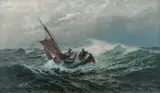 Carl Wilhelm Barth, En losskøyte går ut, 1887, Olje på lerret
