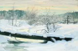 Gustav Wentzel, Vinterlandskap fra Asker, 1910, Olje på lerret