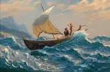 Hans Dahl, Midtveis på fjorden, Olje på lerret