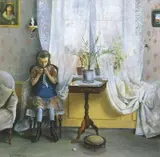 Theodor Kittelsen, Interiør med heklende pike
