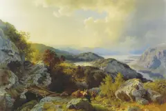 Hans Gude, Fra Vossevangen, 1860, Olje på lerret