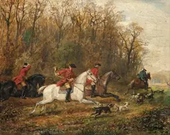Peter Nicolai Arbo, Jaktscene, 1880, Olje på mahogniplate