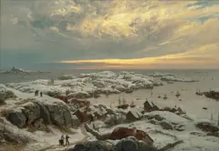 Hans Gude, Vinter i Loshavn ved Farsund, 1874, Olje på lerret
