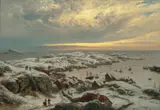 Hans Gude, Vinter i Loshavn ved Farsund, 1874, Olje på lerret