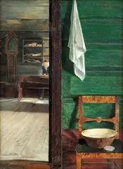 Karl Jensen-Hjell, Interiør fra Numedal, 1884, Olje på lerret