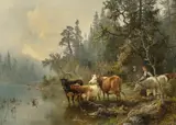 Anders Askevold, Ved vanningsstedet, 1872, Olje på lerret