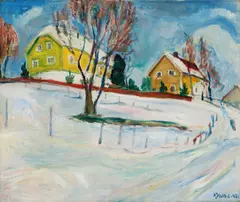 Kristen Holbø, Vinter på Lillehammer, 1943, Olje på lerret
