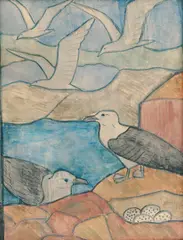 Dagfin Werenskiold, Måker, 1918, Akvarell på papir, lysmål
