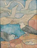 Dagfin Werenskiold, Måker, 1918, Akvarell på papir, lysmål