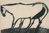 Ludvig Eikaas, Hest i vind, 1953, Tresnitt, lysmål