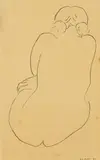Sittende, ryggvendt akt by Henri Matisse, Litgrafi trykket i svart på middels tynt gulhvitt papir, sold Nov 2018