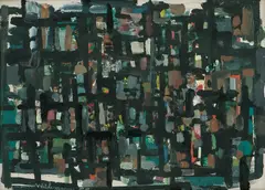 Jakob Weidemann, Byen, 1955, Olje på plate