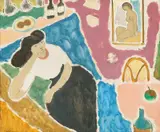 Johannes Rian, Sittende kvinne i interiør, Olje på plate