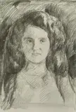 Edvard Munch, Kvinneportrett, Litografi trykket i svart på middels tynt gulhvitt papir