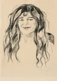 Edvard Munch, Bondepike, Litografi trykket i svart på middels tynt gulhvitt papir