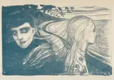 Edvard Munch, Løsrivelse II, Litografi trykket i blått på middels tykt gulhvitt papir