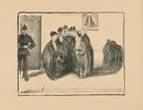 Edvard Munch, Avskjed etter selskapet, Litografi trykket i svart på middels tykt gulhvitt papir