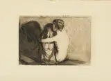 Edvard Munch, Trøst, Radering trykket i svart på middels tykt gulhvitt papir