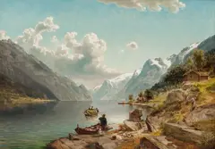 Johan Fredrik Eckersberg, Folkeliv i Sørfjorden, Hardanger, 1860, Olje på lerret