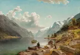Johan Fredrik Eckersberg, Folkeliv i Sørfjorden, Hardanger, 1860, Olje på lerret