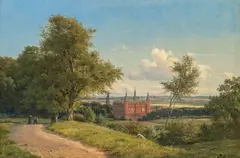 Carsten Henrichsen, Fredriksberg slott, Danmark, 1855, Olje på lerret