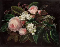 Frants Diderik Bøe, Oppstilling med blomster, Olje på plate