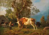 Anders Askevold, Barn, okse og kuer, 1861, Olje på lerret