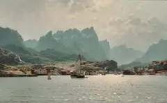 Adelsteen Normann, Fra Reine i Lofoten, 1880, Olje på lerret