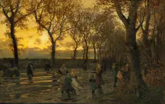 Otto Sinding, Folkeliv på landevei, 1889, Olje på lerret