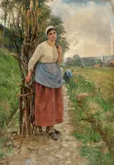 Sigrid Bølling, Fatiguée. Bondekone fra Normandie, 1888, Olje på lerret