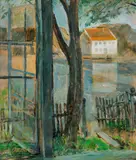 Gjennom vinduet by Christian Krohg, Olje på plate, sold Jun 2018
