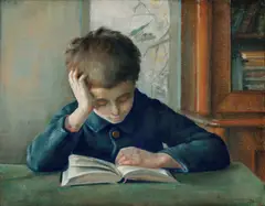 Catharine Heyerdahl, Lesende gutt, 1891, Pastell på lerret