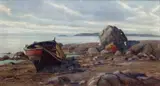 Per Gjemre, Robåt på strand, 1905, Olje på lerret
