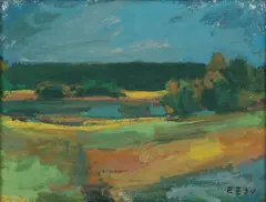 Erling Enger, Åkerlandskap, 1954, Olje på plate