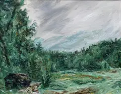 Vått vær, Smørklepp by Harald Kihle, Olje på plate, sold Jun 2018