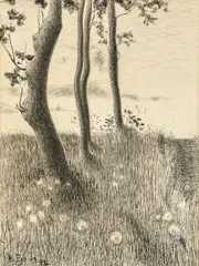 Halfdan Egedius, Landskap, 1892, Tusj